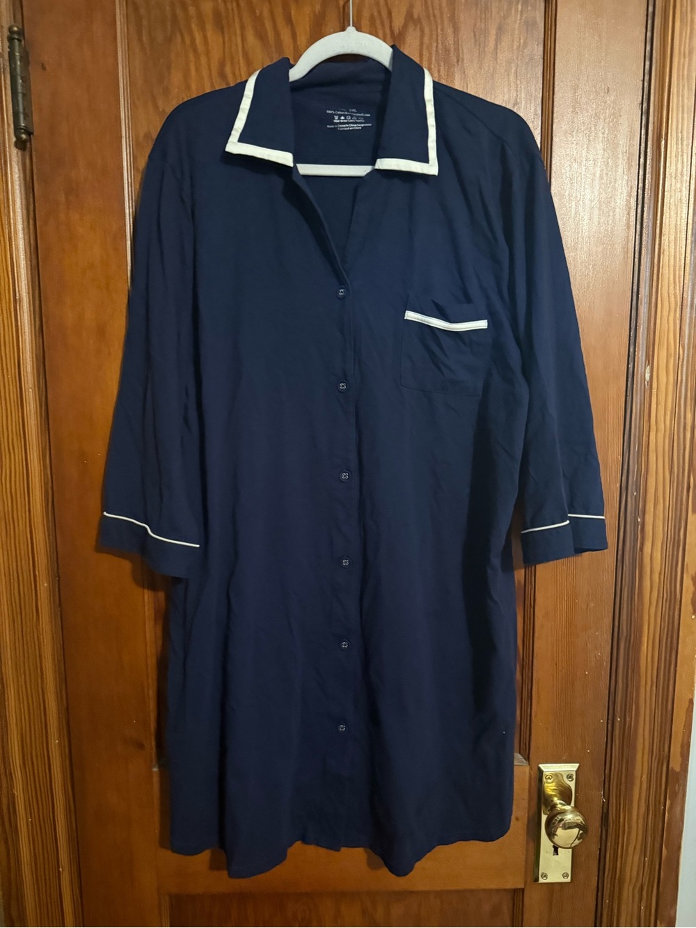 Women’s Navy Contrast-Trim Nightshirt Size 2XL